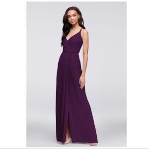 Plum Double-Strap Long Georgette Bridesmaid Dress